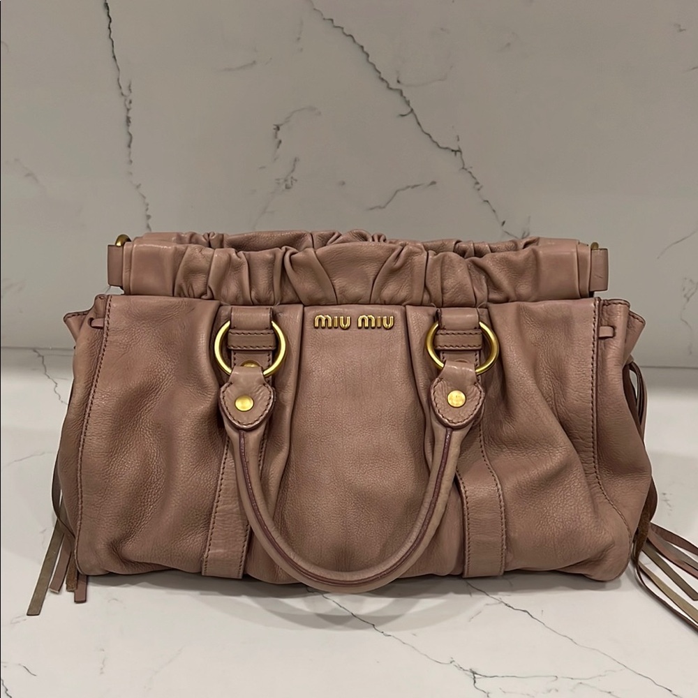 Miu Miu mauve pink Leather Vitello slouch Bag